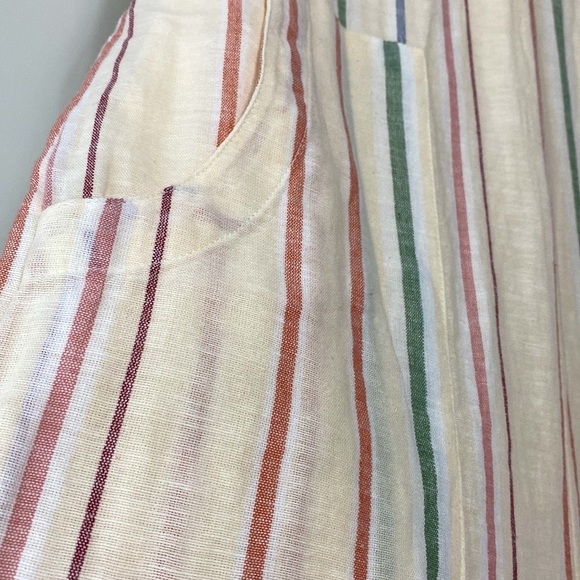 Cotton Linen Striped Sleeveless V Neck Wide Leg Jumpsuit - Picture 9 of 11